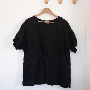 Vintage Linen Top with Ruffle Hem